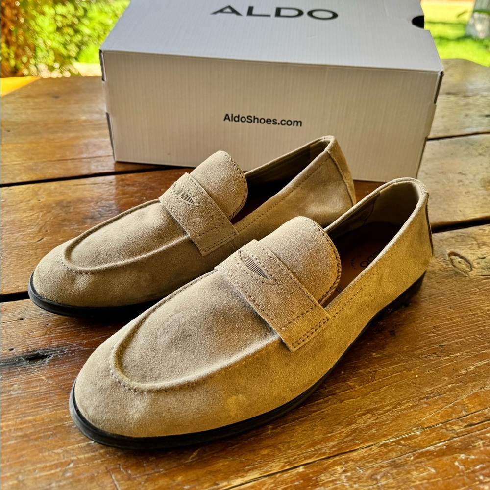 Aldo Suede Taupe Loafers 8